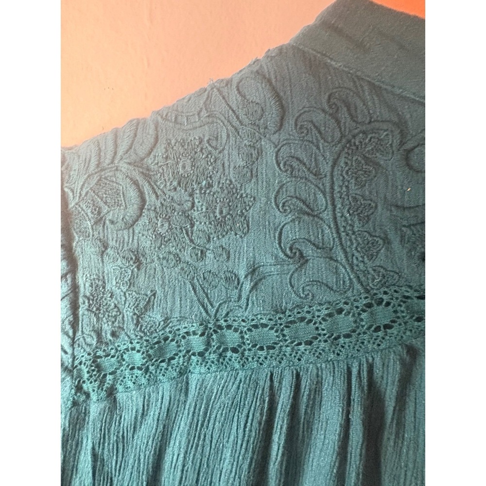 Meadow Rue Anthropologie Calistoga Tunic Dress Teal Blue Embroidered Boho Mini - Picture 9 of 10